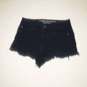 high waisted american eagle shorts - black denim